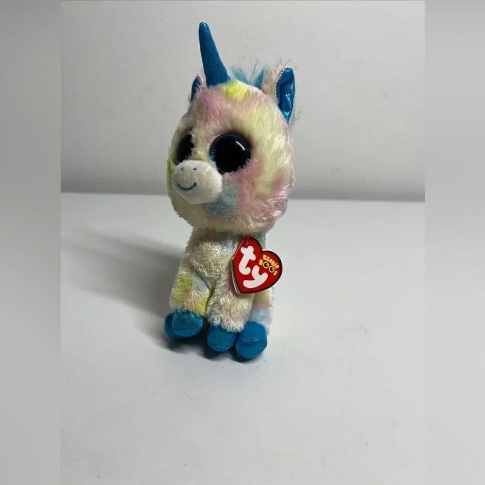 TYSilk Ty Beanie Boos 8" Blitz Unicorn Plush Stuffed Animal Toy Blue Glitter Eye